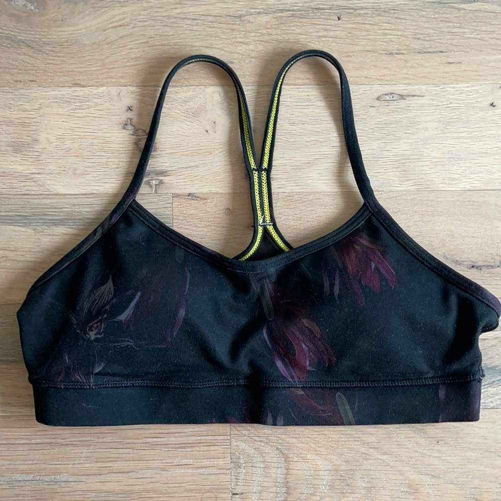 Lululemon black floral sports bra